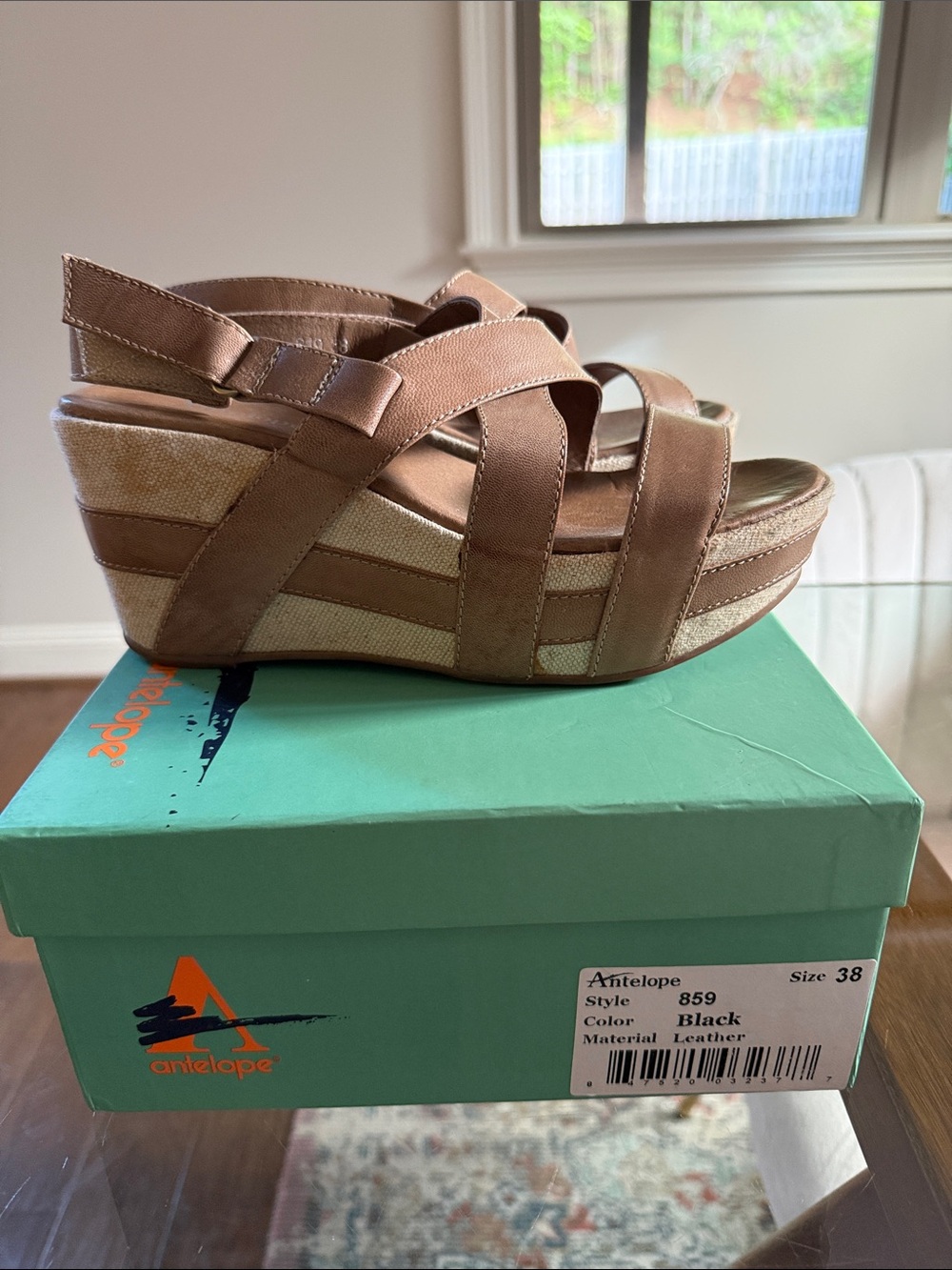 Antelope Brown Strappy Platform Wedge Sandals